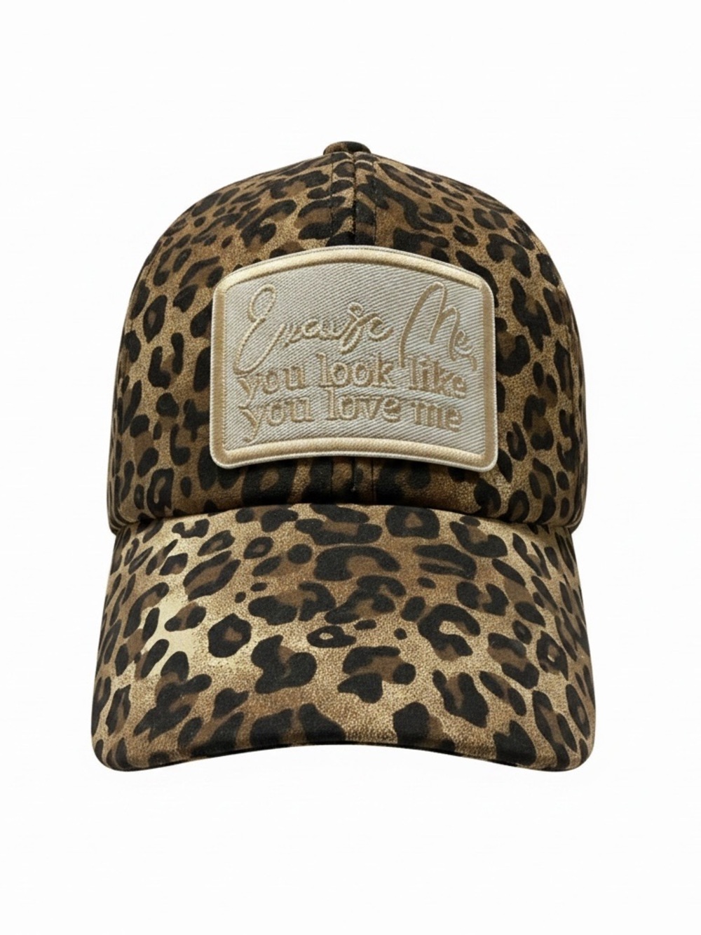 Leopard Print Baseball Cap with Ella Langley Embroidered Front Patch Never Worn